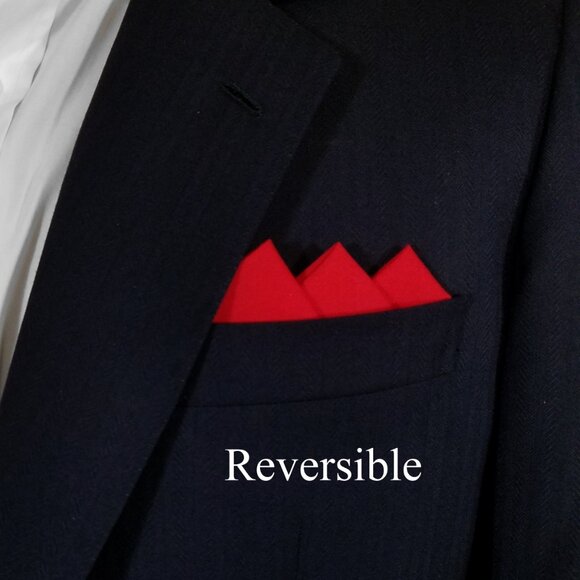 NEW Red 100% Cotton Pre-Folded Pocket Square Handkerchief Insert - Picture 6 of 8